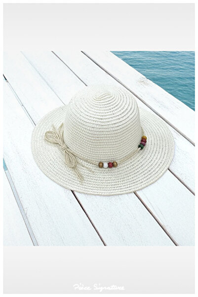 PIECE SIGNATURE Solid Color Luxury Straw Girl's Hat (Age 3-8)
