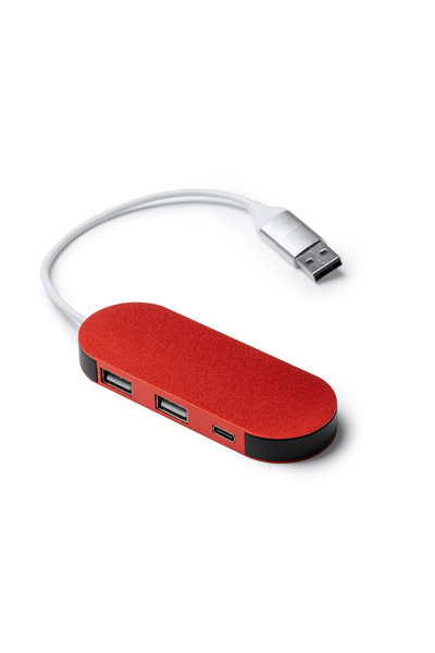 STAMINA Hub USB DORIAN, 3 porturi USB-A/USB-C, roșu