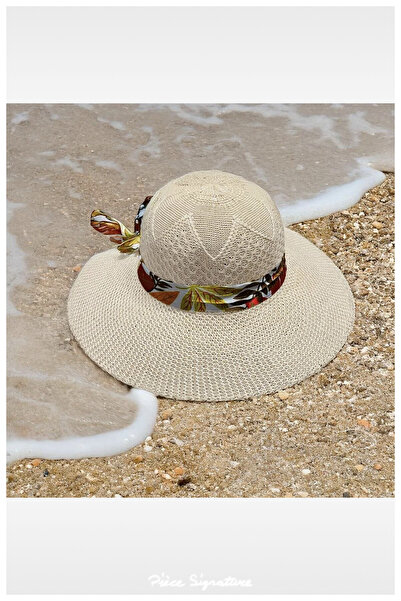 PIECE SIGNATURE Mercerized Beach Hat with Handle for Women (55-58 cm)