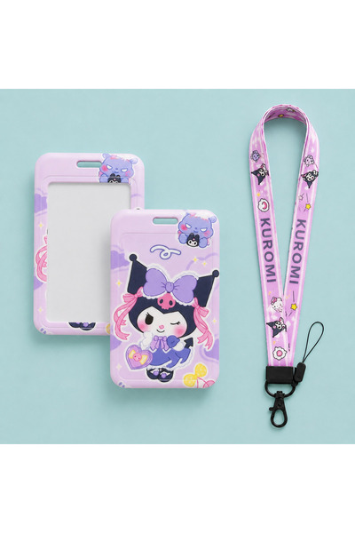 synshop Cute Cat Kuromiii Patterned Neck Strap Drawstring Card Holder Id and ...