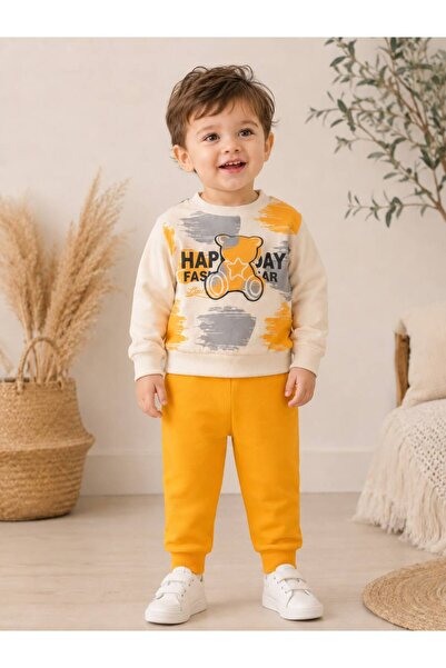 Organic Product DimpleBaby Baby Boy Teddy Bear Printed Sweatshirt and Sweatpa...