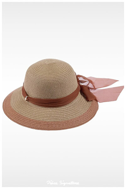 PIECE SIGNATURE Short Brim Luxury Straw Hat for Women (57-58 cm) (Adjustable ...