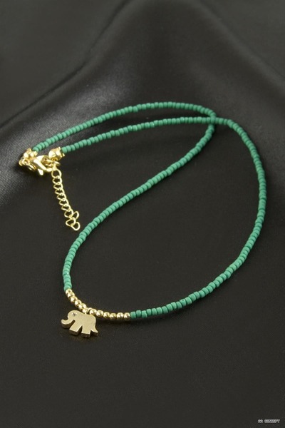 ZERO LAND Concepta Mixed Figured Miyoki Bead Necklace 1 (123439) Piece Green
