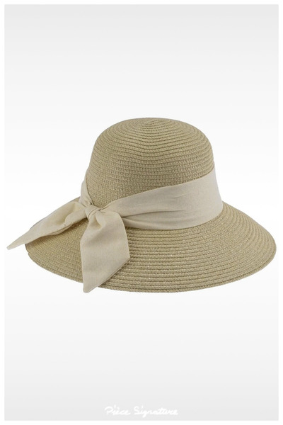 PIECE SIGNATURE Short Brim Luxury Straw Hat for Women (57-58 cm) (Adjustable ...
