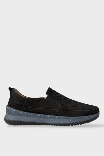 Jagulep Men's Orthopedic Summer Genuine Leather Shoes Black