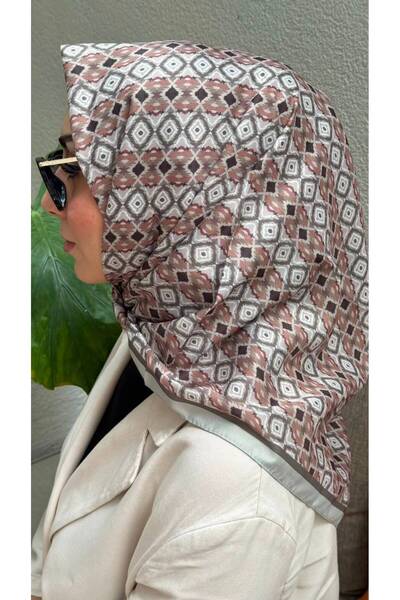 Firuze scarf Bej Ri̇va Pattern Soft Cotton Scarf