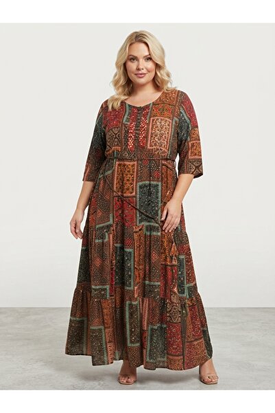 Aashiv's Collection Plus Size Dress, Oversized Comfortable Cut Flowy Mother's...