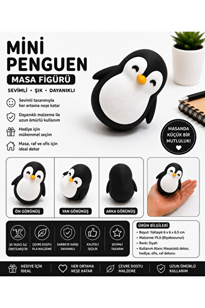 Genel Markalar Mini Penguen Masa Figürü 3D Baskı Dekoratif Sevimli Penguen Fi...