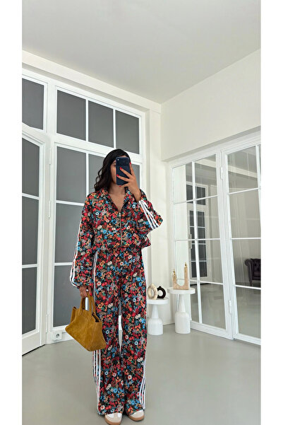 Miss Beyoğlu Women's Floral Patterned Striped Double Vintage Set with Elastic...
