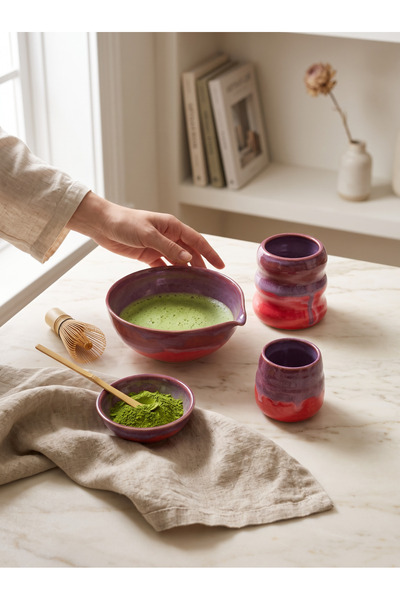 HAZEYA SERAMİK Özel Tasarım El Yapım Stoneware Matcha Seti , Kase , Fincan Ve...