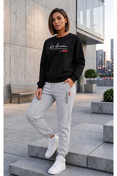 CLOTHES33 Zero Collar Sweat Suit 2-Piece Combination Winter Embroidered Handw...