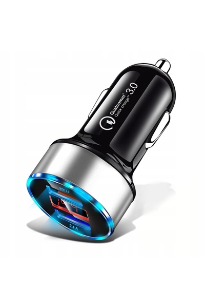 Koanni Încărcător auto LED rapid 3.1A QUICK CHARGE 3.0 la8_SILVER