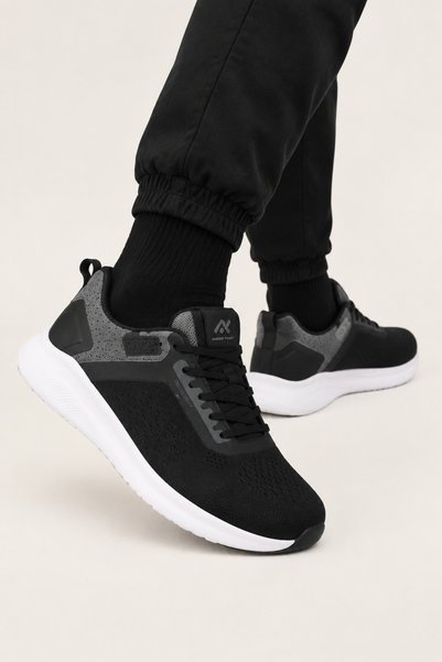 Jagulep Pantofi sport din tricot cu talpă Faylon pentru bărbați, NEGRU - ALB