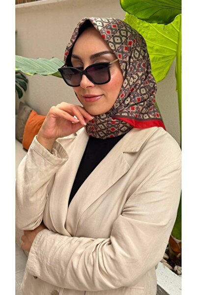 Firuze scarf Red Riva Pattern Soft Cotton Scarf