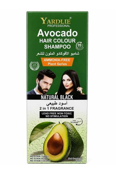 YARDLIE PROFESSIONAL Avocado 2-in-1 Hair Color Shampoo, Natural Black, Ammoni...