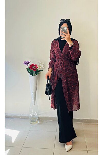 DİLEKBUTİK Yazlık şifon pareo kimono plaj kimono seyyar kemerli