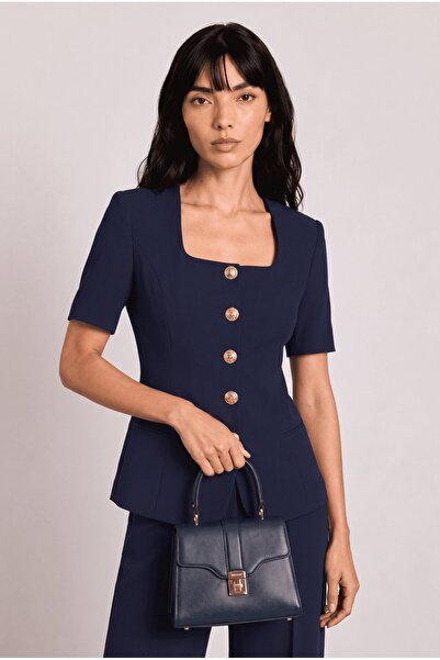 Swass Selene Short Sleeve Jacket & Palazzo Pants Set Navy Blue