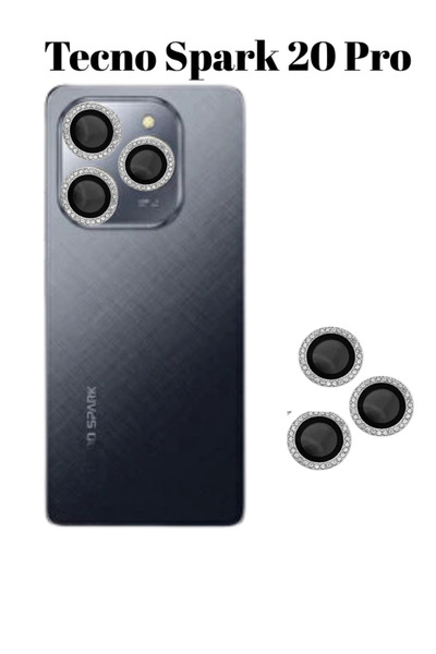 CaseTechnoo Tecno Spark 20 Pro Uyumlu Taşlı Parlak Kamera Lens Koruyucu