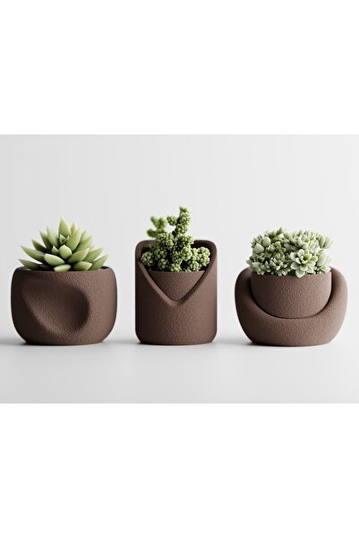 LayerCrew Set 3 ghivece Sinu 6.3 cm 8.9 cm 9.1 cm Dark Brown