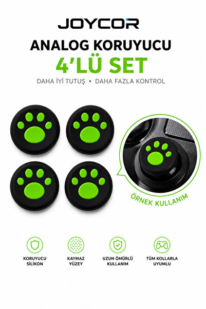 JOYCOR 4’lü Pati Desenli Analog Koruyucu Slikon Seti PS5 PS4 PS3 Xbox One S/X...
