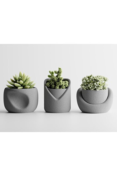 LayerCrew Set 3 ghivece Sinu 6.3 cm 8.9 cm 9.1 cm Ash Gray
