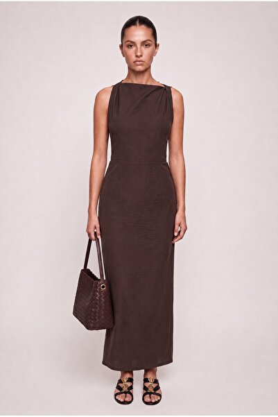 Swass Donna Pera Linen Dress Brown