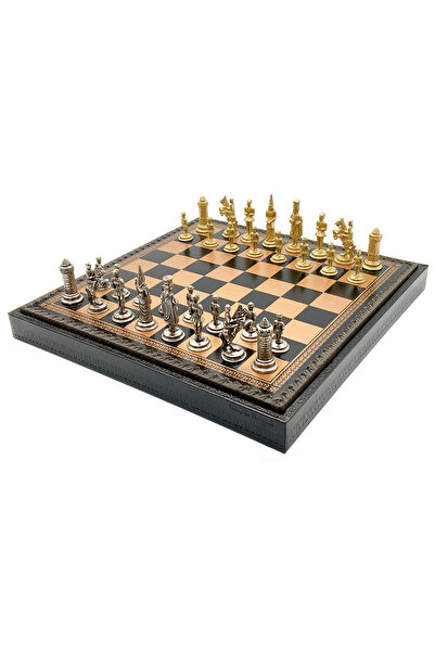 İTALFAMA Set de piese de șah italienești Camelot + tablă de șah din imitație ...