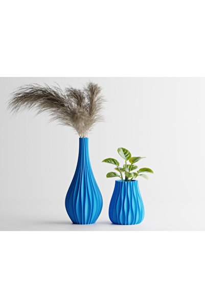 LayerCrew Set ghiveci și vază Vinus 10 cm 11.3 cm 11.4 cm Cyan