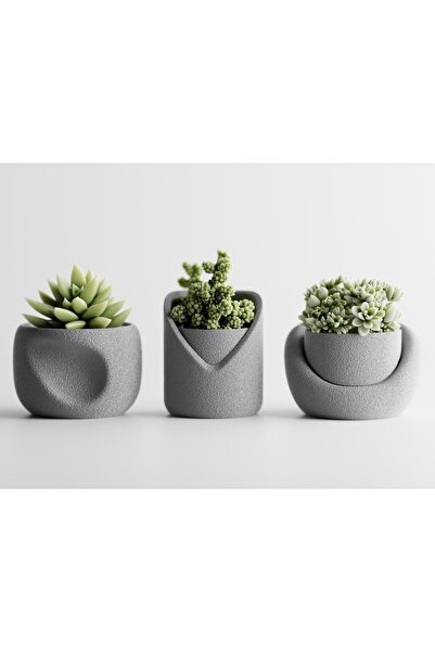 LayerCrew Set 3 ghivece Sinu 6.3 cm 8.9 cm 9.1 cm Silver