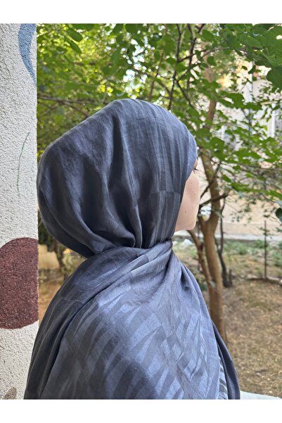 shalby Hijab Cotton Soft Textured Zig Sag Pattern Jacquard Shawl Smoked