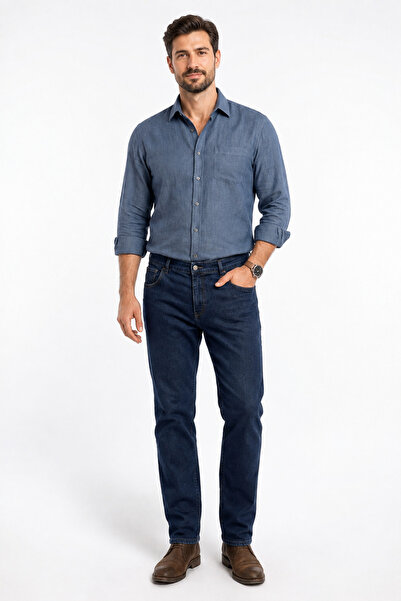 Denim 36 Boy Lacivert Uzun Boy Erkek Likralı Klasik Kesim Kot Pantolon