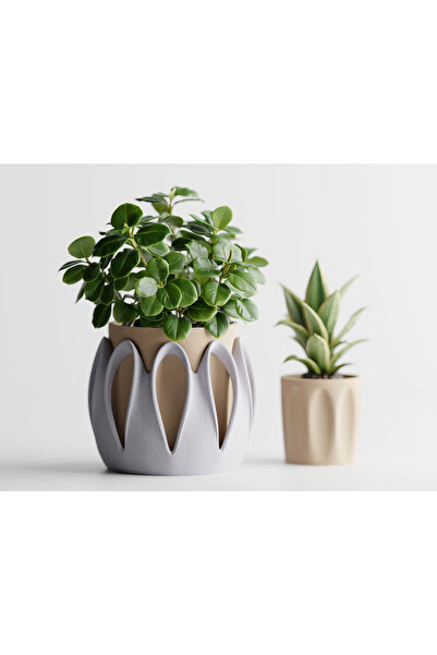 LayerCrew Ghiveci decorativ Nidoris 7.9 cm 14 cm 10 cm Marble Desert Tan