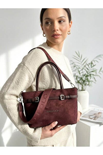 Just Polo Women's Suede Shoulder and Crossbody Bag with Multiple Compartments...