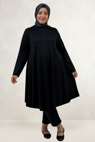 Eslina 68090 Large Size Modal Mevlana Tunic - Black