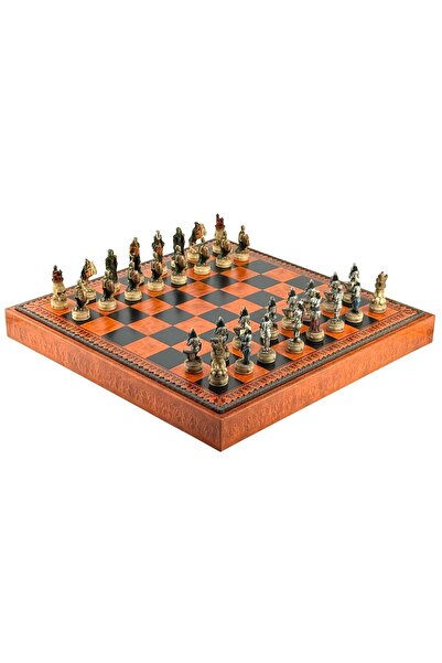 İTALFAMA Set de șah cu schelete 8cm |   Placă 3-în-1 din imitație de piele it...