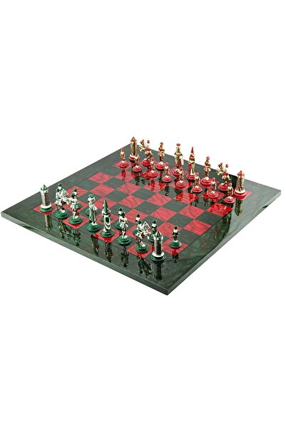 İTALFAMA Piese de șah italiene din metal, pictate manual, Camelot+Italfama, t...