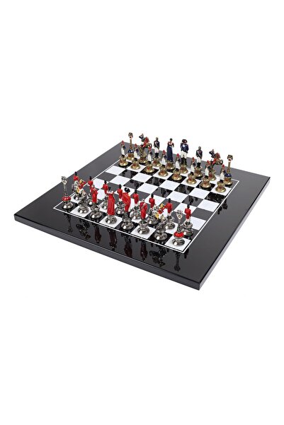 İTALFAMA Set de șah istoric „Napoleon” 8,2 cm |   Piese metalice premium