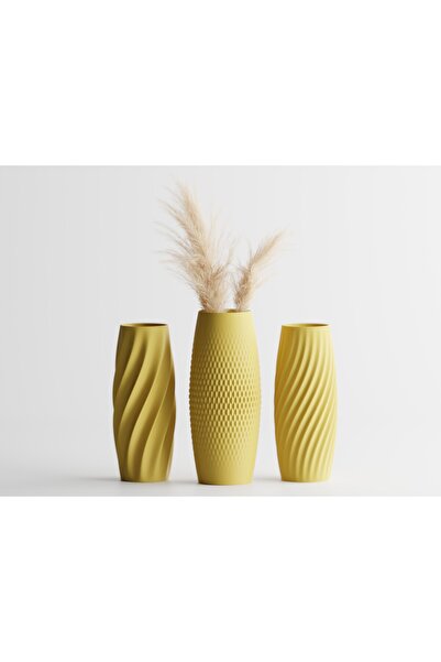 LayerCrew Set 3 vaze Aura 16 cm 6.6 cm 6.6 cm Yellow