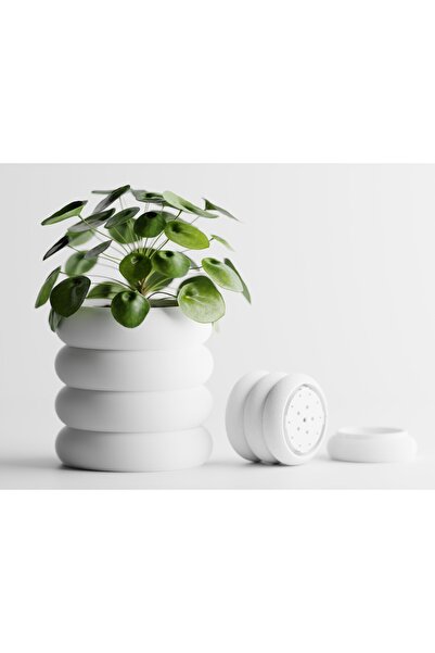 LayerCrew Ghiveci cu farfurie Fluxo 16.0 cm 15.3 cm 15.3 cm Jade White