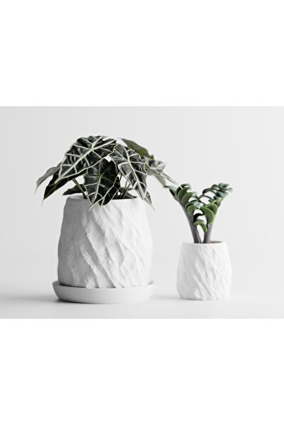 LayerCrew Ghiveci cu farfurie Mura 9.8 cm 9.7 cm 9.9 cm Ivory White