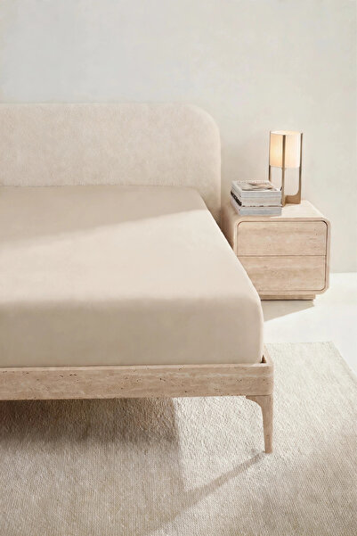 VAYBE Cotton Double Bed |   Single Elastic Sheet Beige