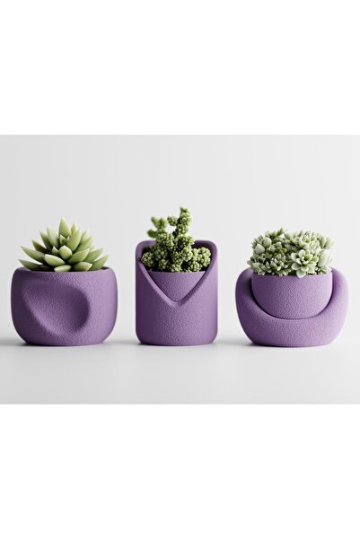 LayerCrew Set 3 ghivece Sinu 6.3 cm 8.9 cm 9.1 cm Lilac Purple