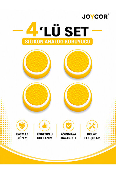 JOYCOR 4’lü Analog Koruyucu Silikon Başlık Seti PS5 PS4 PS3 Xbox One S Xbox 3...