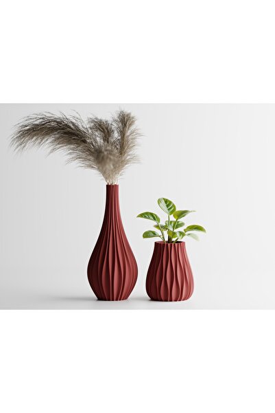 LayerCrew Set ghiveci și vază Vinus 10 cm 11.3 cm 11.4 cm Dark Red