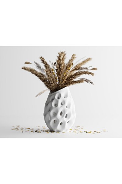 LayerCrew Vază decorativă Pora 24 cm 16.6 cm 16.8 cm Ivory White