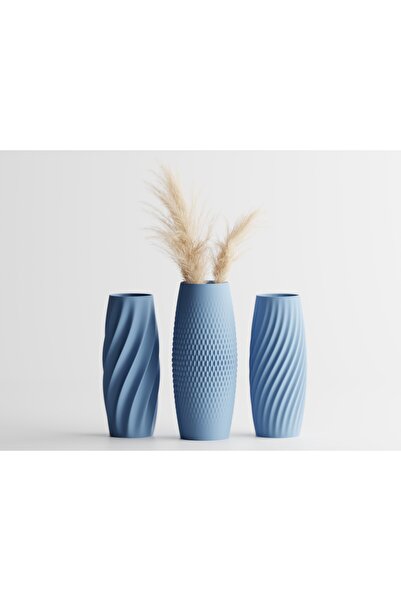 LayerCrew Set 3 vaze Aura 16 cm 6.6 cm 6.6 cm Muted Blue