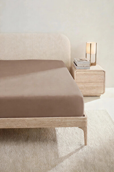 VAYBE Cotton Double Bed |   Single Elastic Sheet Brown