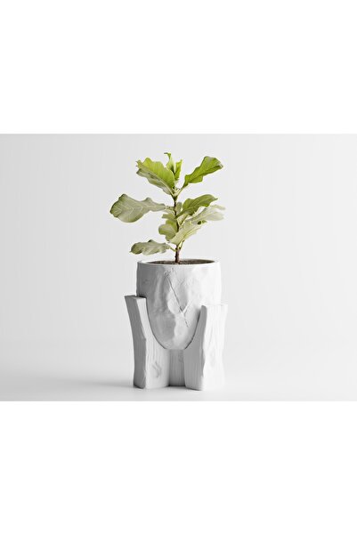 LayerCrew Ghiveci decorativ cu suport Grotia 12.2 cm 10.2 cm 10.3 cm Ivory White
