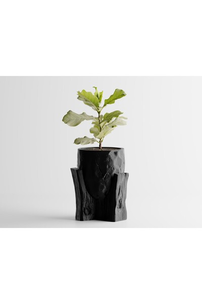 LayerCrew Ghiveci decorativ cu suport Grotia 12.2 cm 10.2 cm 10.3 cm Black