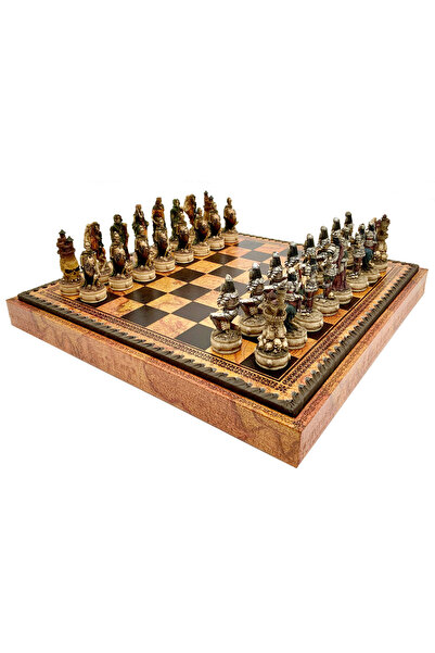 İTALFAMA Set de șah 3-în-1 „Schelete” 35×35 cm – Tablă din imitație de piele,...